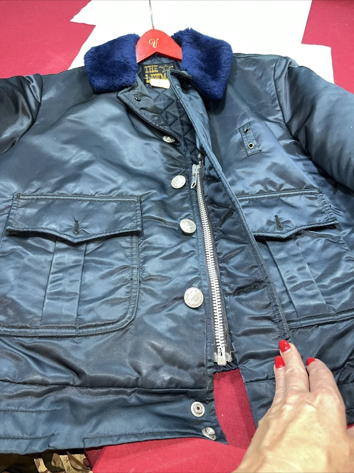 THE LAWMAN BLUE Police JACKET Fur Collar Sheriff Style Cop Policeman 42L VINTAGE - Image 4 of 4