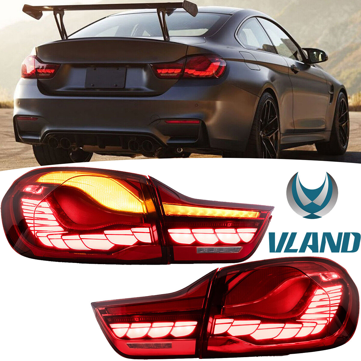 For 14-20 BMW F32 F33 F36 F82 F83 Full LED Tail Lights RED