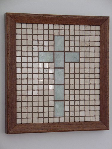 CROSS Set In Stone MOSAIC Wall Hanging Handmade ART Gift Christian - Picture 8 of 12