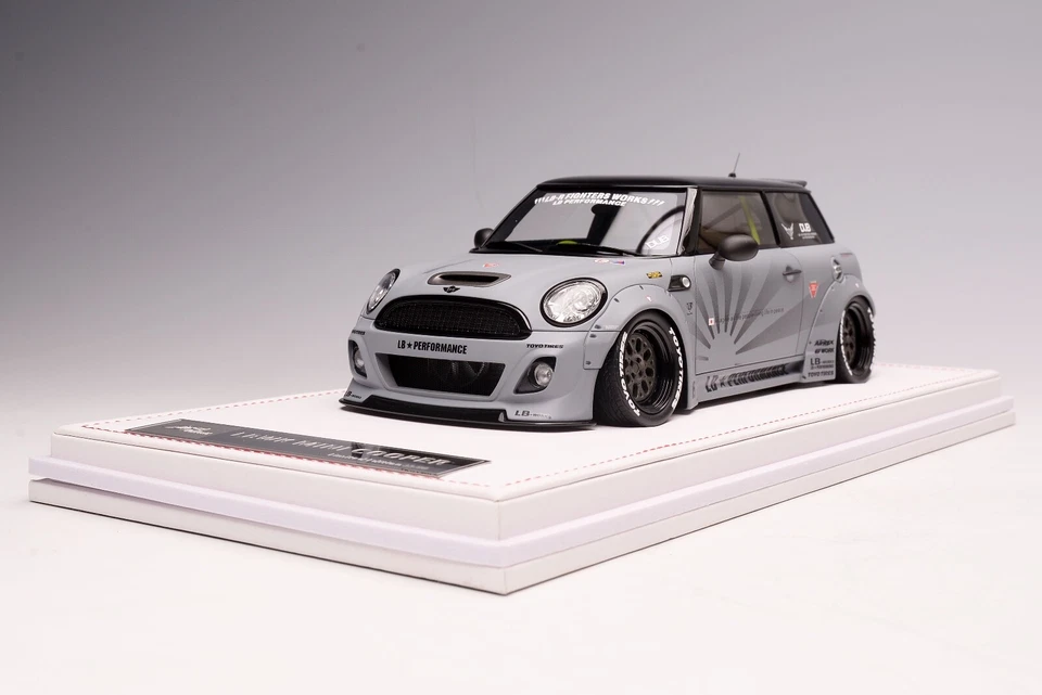 1/18 IVY Modèles Mini Cooper LB Performance Liberty Walk En Cuir Gris - Photo 3/4