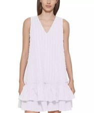 Calvin Klein Women Tent Dress Textured Ruffled-hem sleeveless Summer  Size10 NWT