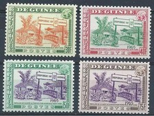 Guinea 1965 Sc# 372-75 set New York Ehibition pavilion of Guinea village MNH
