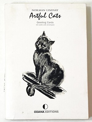 10 ''Artful Cats'' Greeting Cards, Odana Editions, Australia Artist Norman Lindsay