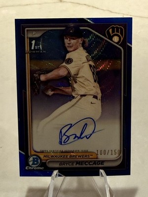 Bryce Meccage   1st Bowman Blue Wave Auto /150   2024 Bowman Draft - Brewers