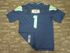 SEWN WARREN MOON #1 SEATTLE SEAHAWKS BLUE CUSTOM NFL GAME FOOTBALL JERSEY SZ XL