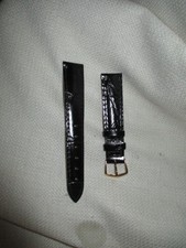 hadley roma watchstrap watch band strap 18mm gold genuine leather croco black