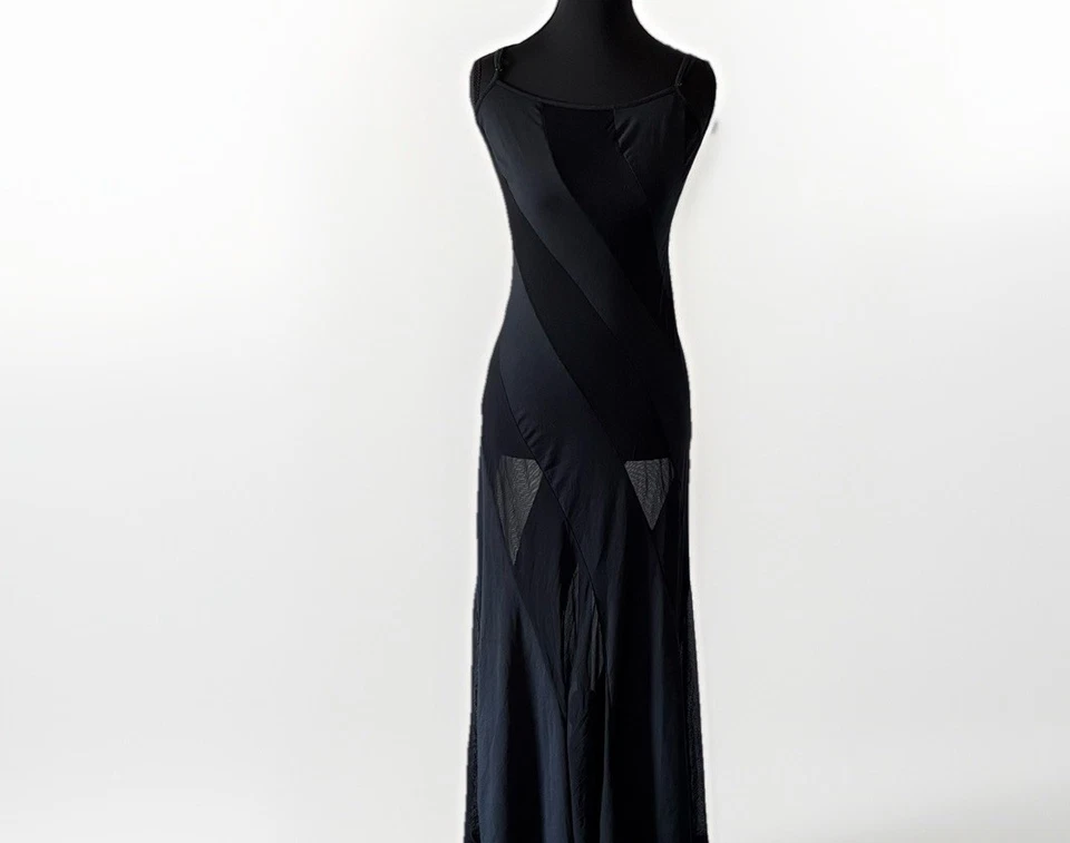 Vestido sin Mangas Frederick's of Hollywood Negro S Patrón Remolino Transparente Hada Cachicho Foto 3 de 4