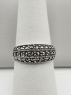 Vintage 925 Sterling Silver Multi-Row Domed Marcasite Ring. Size 6.75. — photo 2