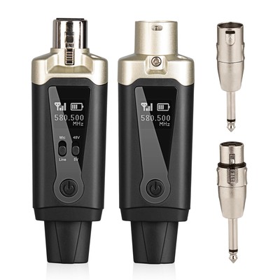UHF Wireless XLR Transmitter and Receiver with 48V Phantom Power,Rechargeable...
