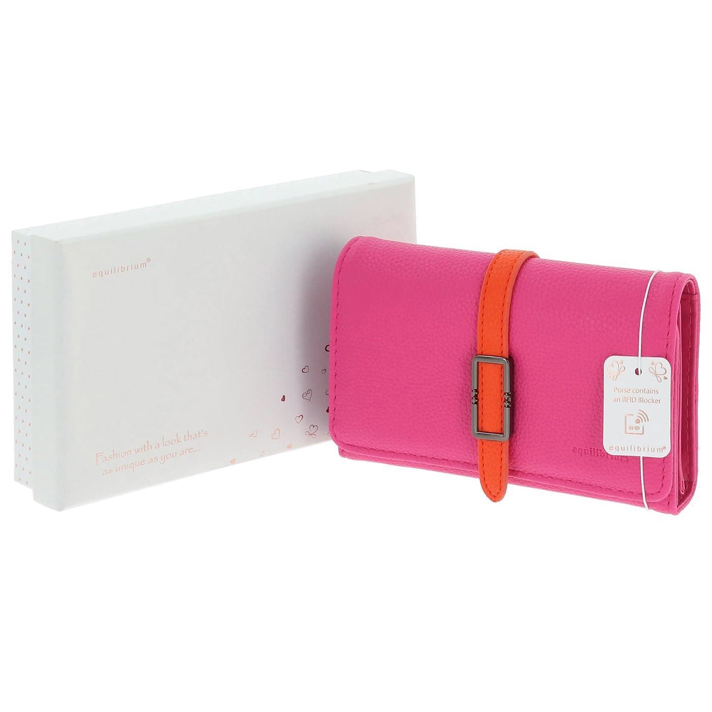 equilibrium Ladies Two Tone Belted Medium Purse in Orange and Pink