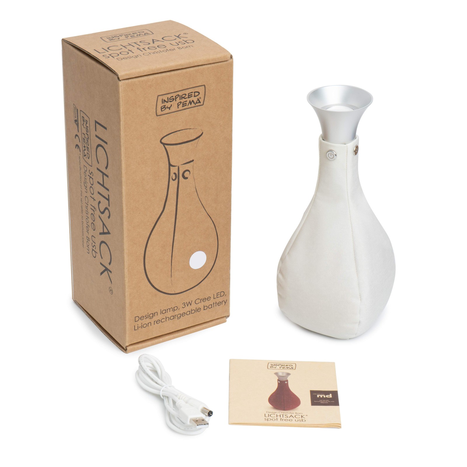 Light Bag Spot Cordless Table Lamp in White Dimmable Rechargeable Original