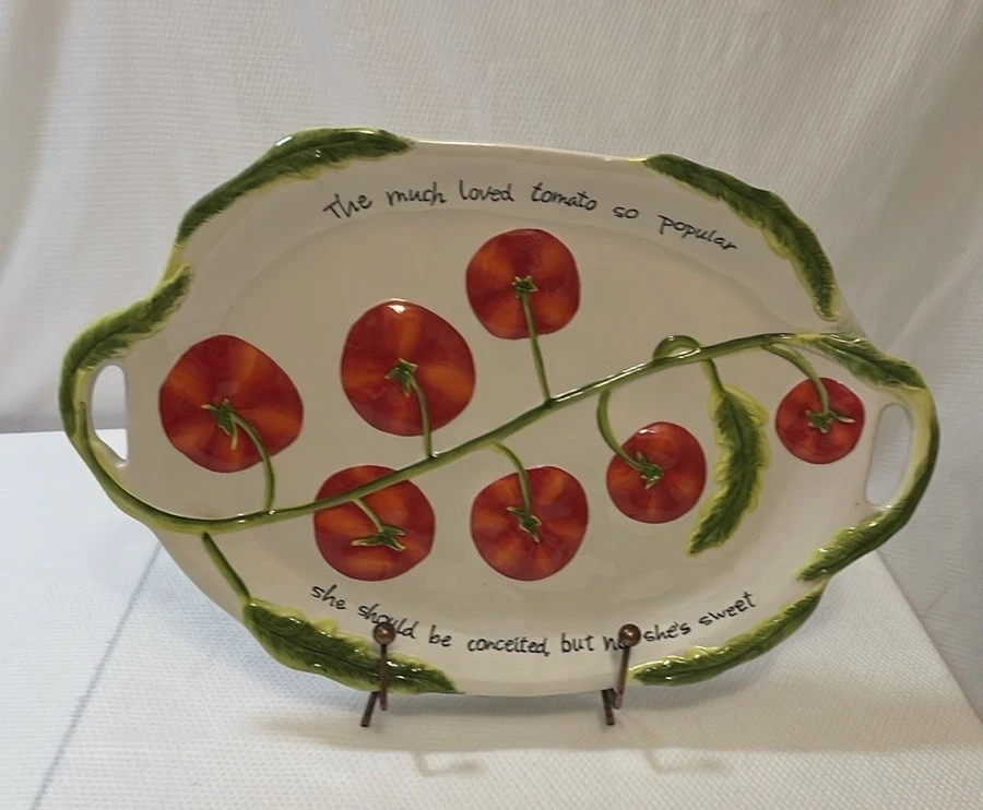 Plato de tomate en relieve CERTIFICADO INTERNACIONAL Judy Phillips 19,75”x 12,5” Foto 2 de 4