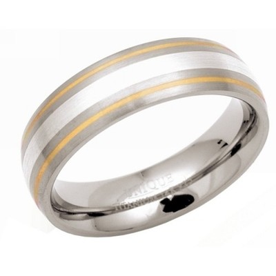 NEU 6,5 mm Titan, Gold und Silber Hof Band Ring Größe Z Schmuck