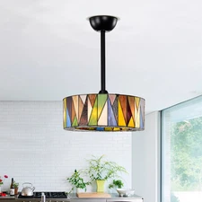 Svenja Black Lighted Ceiling Fan with Multi-Colored Earth