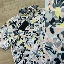 NWT Bad Birdie Men  s Medium Savannah Swing Abstract Floral Performance Golf Polo