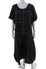 Trine Kryger Simonsen Womens Black Printed Short Sleeve Mano Dress Size 40