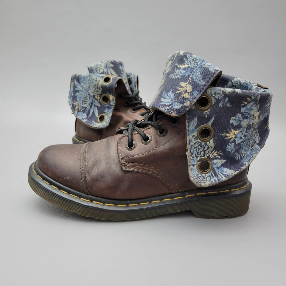 Dr. Doc MARTENS Aimilita Aimilie 9-Eye Fold Over Boots Floral Womens US 7 - Image 2 of 4