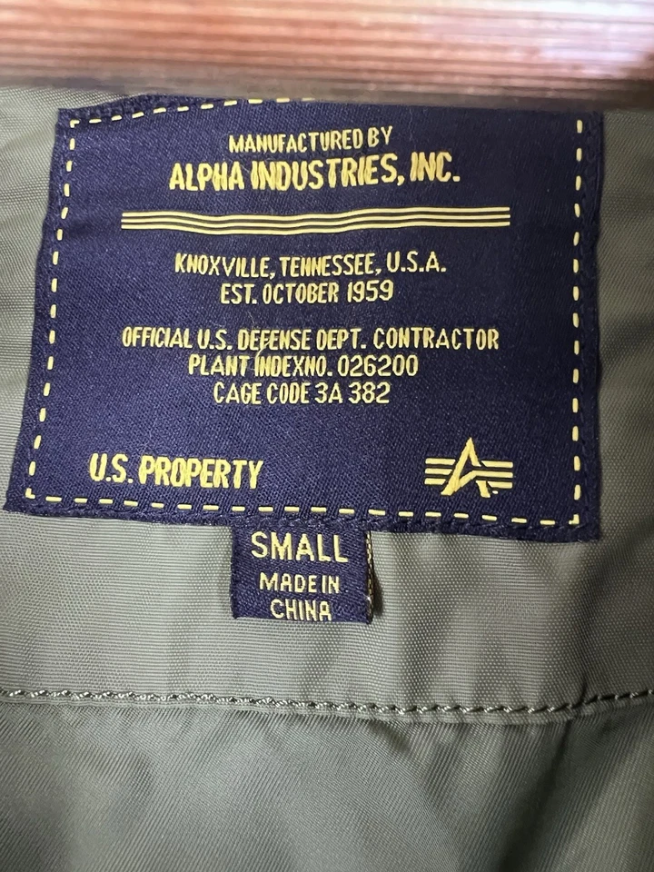 Alpha Industries Chaqueta Bomber Flyer Verde Nylon Cremallera Completa Hombre’s Pequeña 026200 Foto 3 de 4