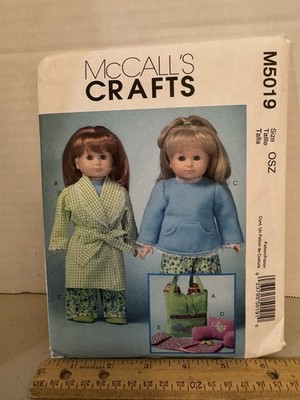 McCall's  Crafts Sewing Pattern  18'' Doll PJs Robe Sleeping Bag Arm Pillow Uncut