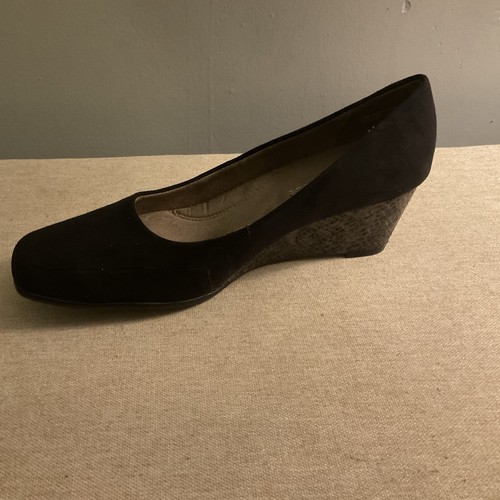 Aerosoles Women Pump 7.5M Black Barecuda Wedge Comfort Slip On Work Heel Shoes - Picture 10 of 23