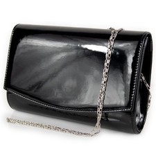 Pochette nera lucida vernice cerimonia clutch elegante borsa borsetta da donna