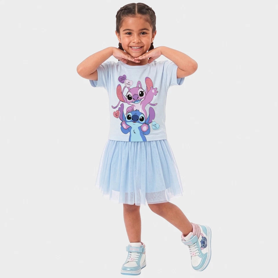 Conjunto Disney Lilo & Stitch | Conjunto de camiseta y falda Angel And Stitch para niñas - Imagen 4 de 4