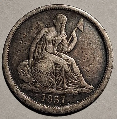 1837 Seated Liberty Dime No Stars – First Year Type – Good (G) #772