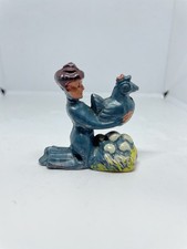 MANOIL 41/32 Woman Lifting Hen from Nest Prewar Vintage Lead Toy Figure 2"