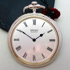 All Silver Pocket Watch Quartz New 40mm/53mm Unused