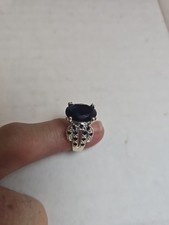 Black Sapphire Lab Created Special Occasion Women's Ring Set In 925 SS