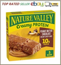 Nature Valley Creamy Protein Bars, Peanut Butter Chocolate, 10g Protein Snacks, 