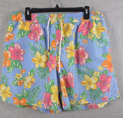 Polo Ralph Lauren 2XL Blue Hibiscus Floral Tropical Swim Trunks Board Shorts