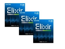 *3 SETS ELIXIR 19102 OPTIWEB COATED ELECTRIC GUITAR STRINGS LIGHT - 11-49*