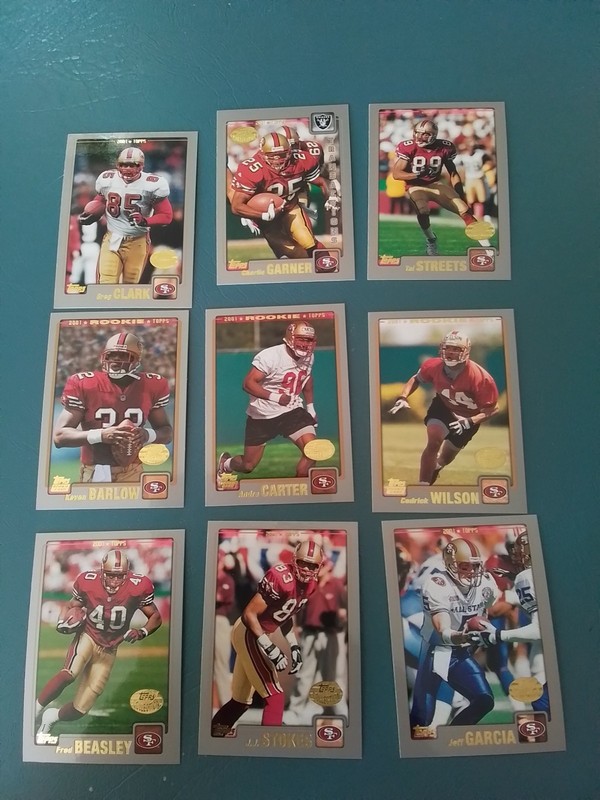 2001 Topps San Francisco 49ers- 9 Card Lot - Garcia, Stokes, Wilson, Barlow- RC