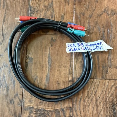 RCA RGB Component Video Cable Male to Male Black Triple Video, 6 Ft, B#39