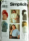SIMPLICITY PATTERN  9818 SHIRTS  MISSES SIZES  18  20  22  UNCUT  VINTAGE  FF