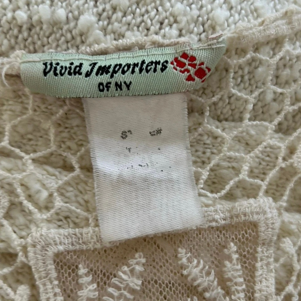 Mujeres Crotchet Boho Hippie Festival Romántico Hada Etérea Camiseta sin Mangas Crema Grande Foto 3 de 4