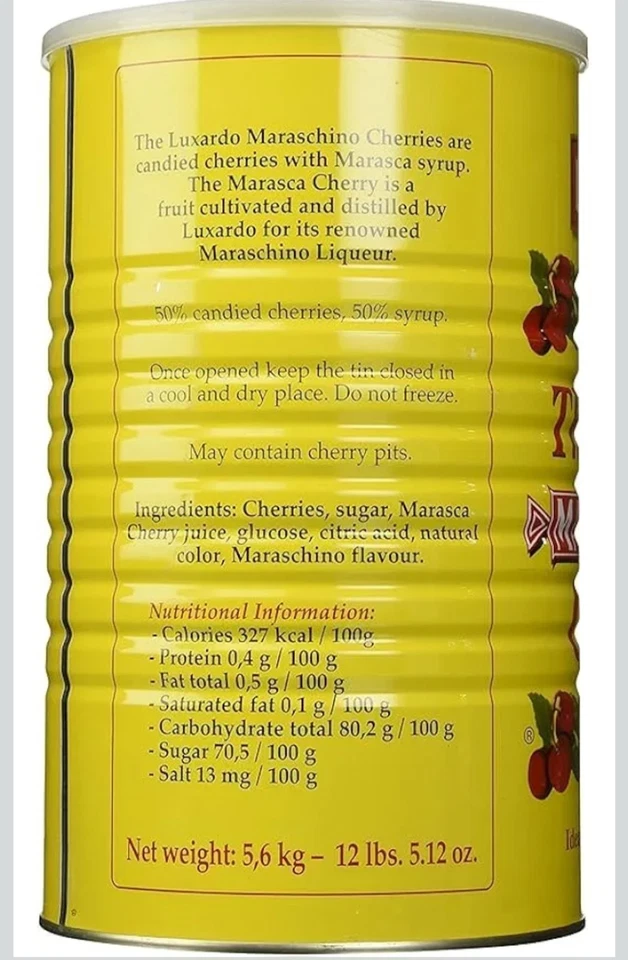Luxardo The Original Maraschino Cherries 890 Cherries Lata 12 Lbs Lata Exp. 12/28 Foto 2 de 4