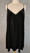 Abercrombie & Fitch Black Velvet V Neck Mini Dress Women L Spaghetti Straps NWT