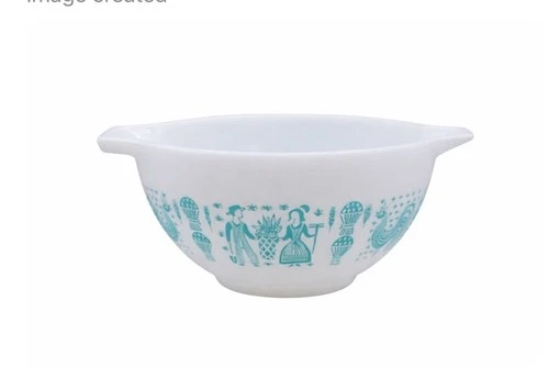 Vtg PYREX Amish Butterprint Cinderella #441 Turquoise Mixing Bowl