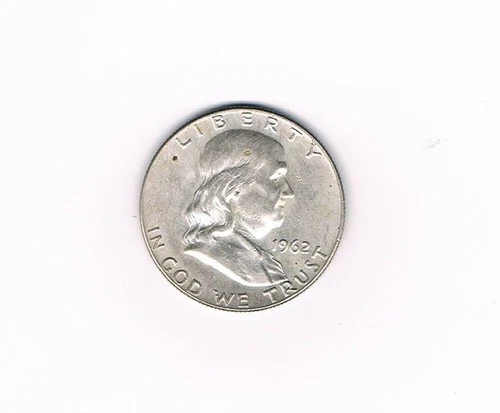 1962 D Franklin Half Dollar AU++ condition. 90% silver coin. Inv#113