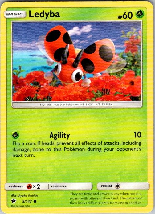 Ledyba 9/147 Common Burning Shadows Pokemon Lightly Played
