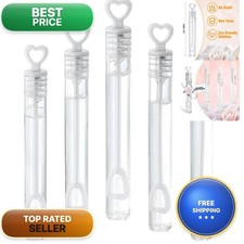 GiftExpress 200 Pack 4.2" White Heart Bubble Wands - Party Favors - 200 Pcs