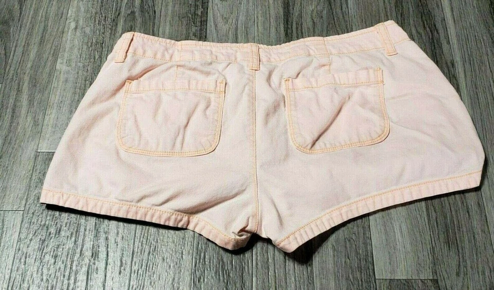 Pantalones Cortos Arizona Jean Co. Juniors Talla 7 Rosa Naranja Pana Tiro Bajo Foto 2 de 4