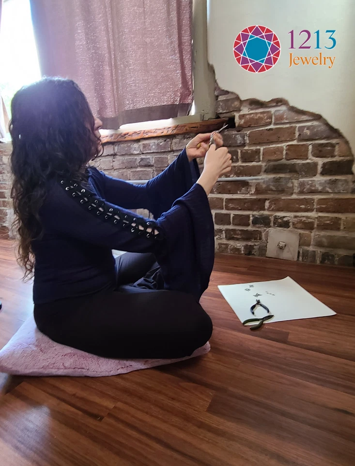 Fleur De Lis Handmade Earrings on Steel Ear Wires Purple Accent by 1213 Jewelry - Image 2 of 4