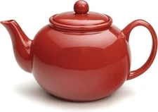 RSVP International Stoneware Teapot, Microwave and Dishwasher Safe, 42 oz, Red