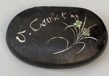 ancienne bois noirci marqueterie nacre “J. Caubet”   wood box mother-of-pearl