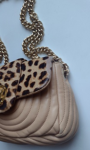 HENRI BENDEL NY Leder Tasche braun gesteppt golden Kette Logo Crossbody Schulter - Bild 11 von 20