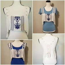 Cropped Top Embroidered Festival Hippie Square Neck Floral sz 10 NWT $108