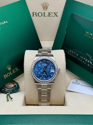 Rolex Datejust 31 NEW 2024 Blue Floral Diamond Dial 278384RBR Oyster Steel